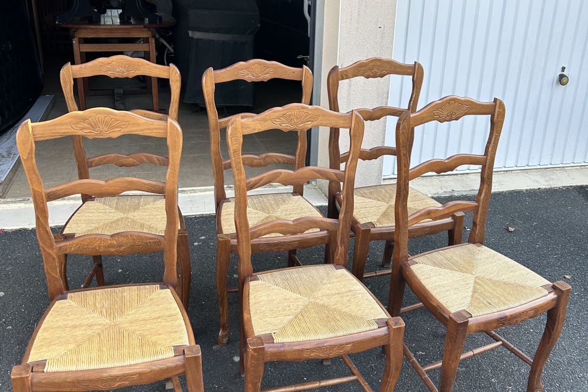 Lot de 6 chaises en bois