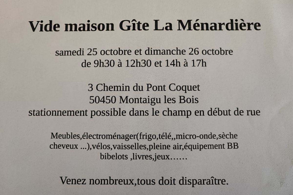 Vide Maison Gîte