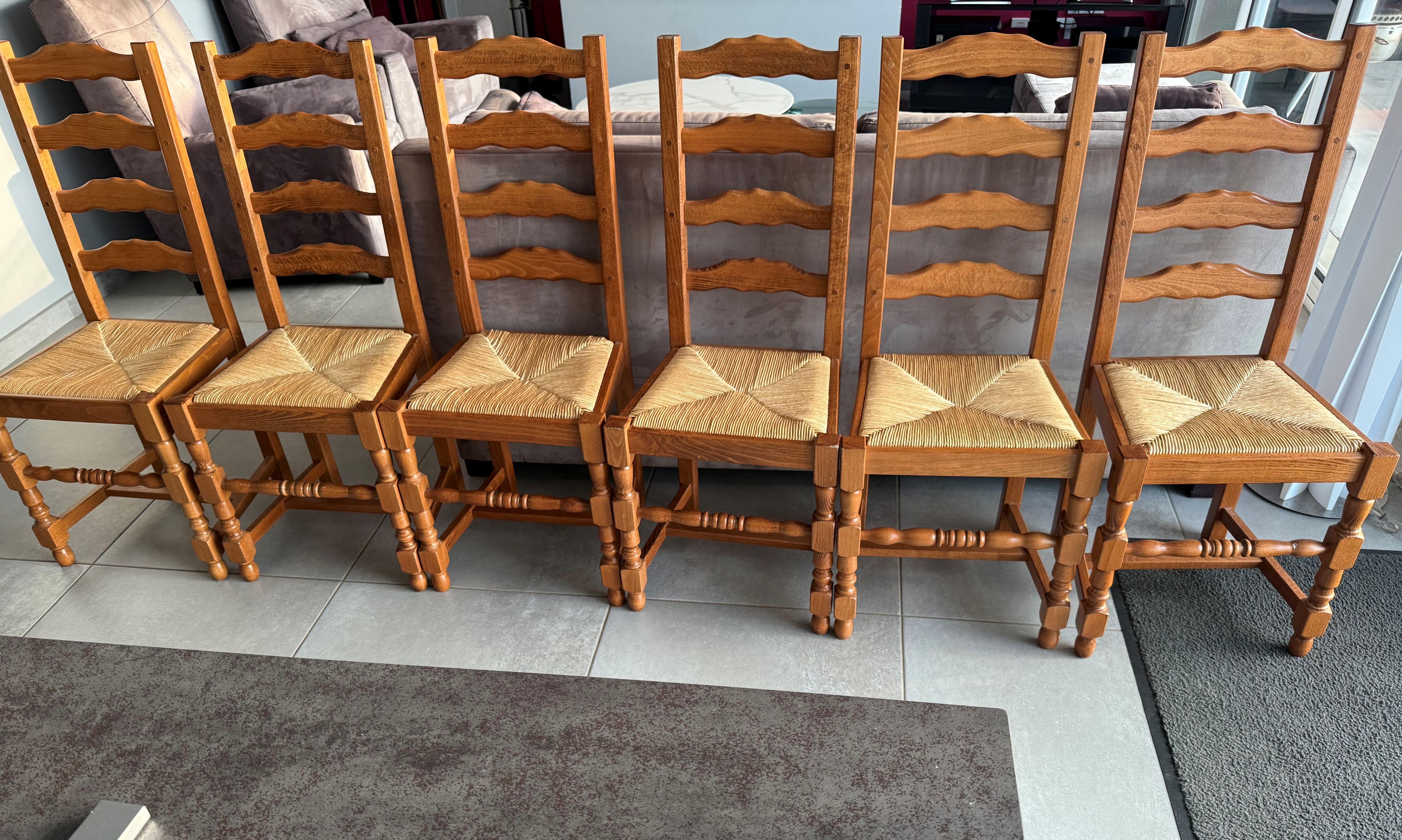 Lot de 6 chaises paillées