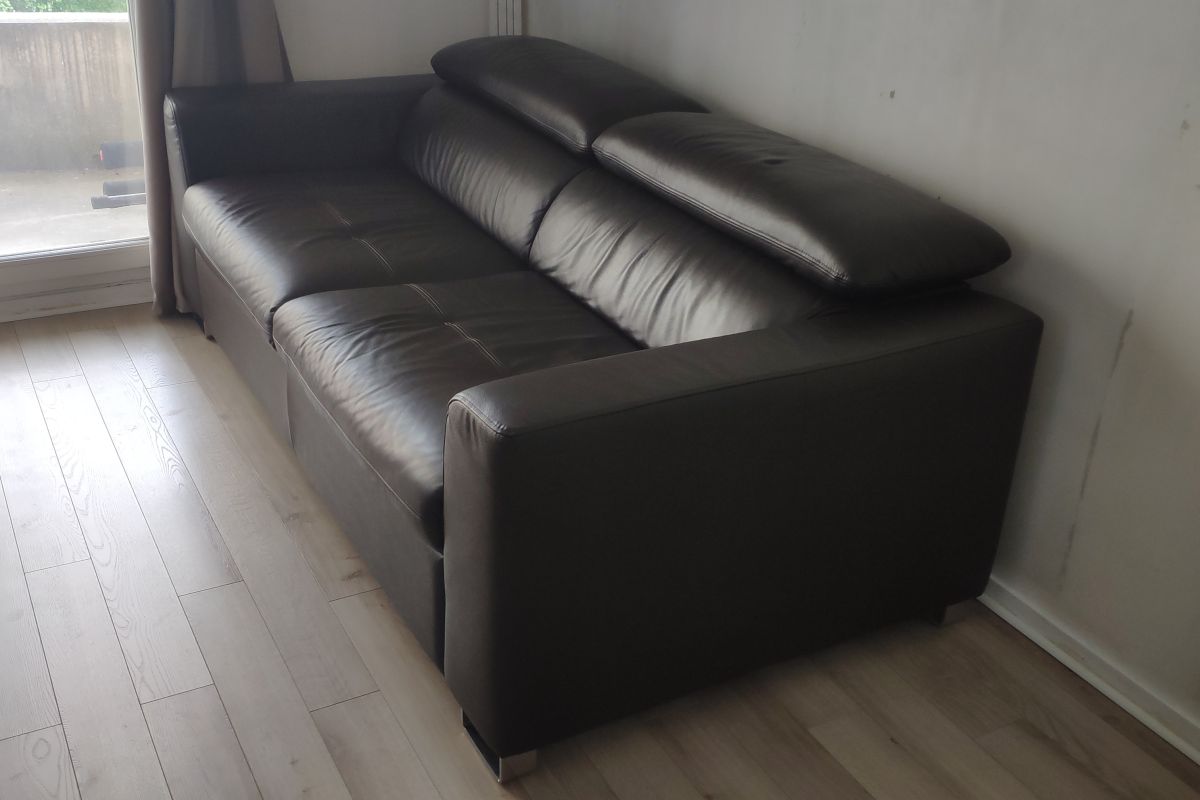 Photo 3 Canapé Design Moderne Cuir Marron 3 places