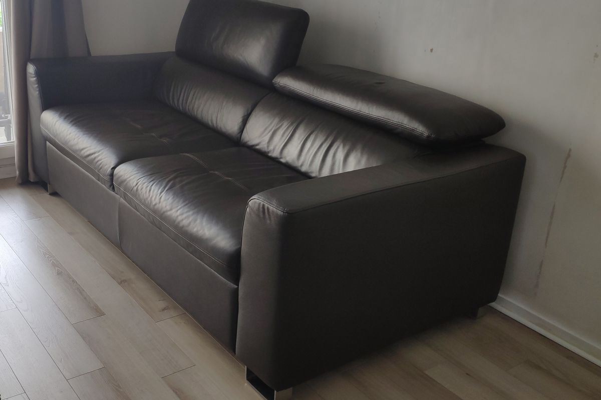 Photo 2 Canapé Design Moderne Cuir Marron 3 places