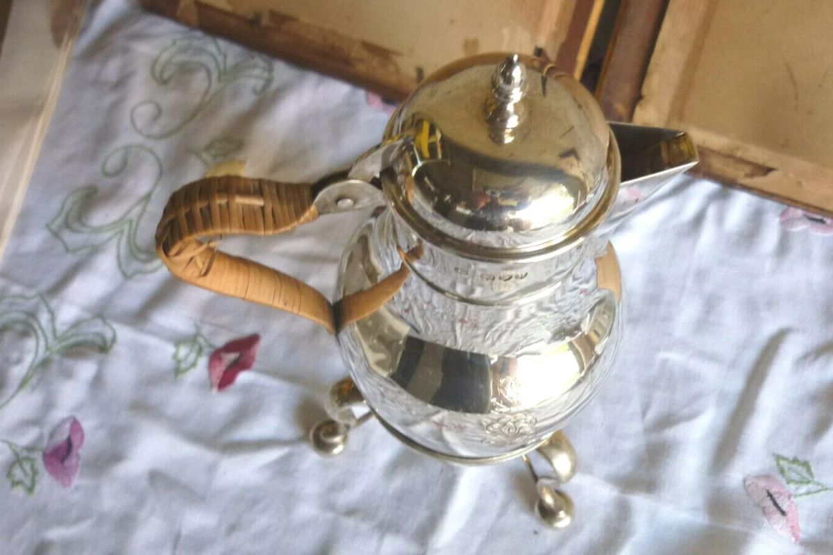 Photo 2 Rare cafetière égoïste en argent massif poinçon anglais silver XIXem