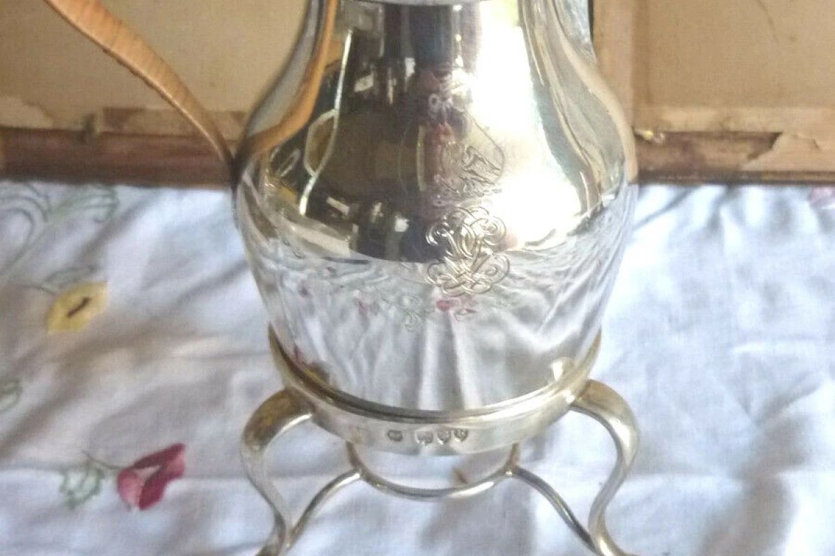 Rare cafetière égoïste en argent massif poinçon anglais silver XIXem