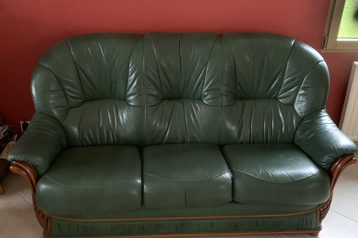 Photo 2 Canapé cuir 3 places + 2 fauteuils cuir 