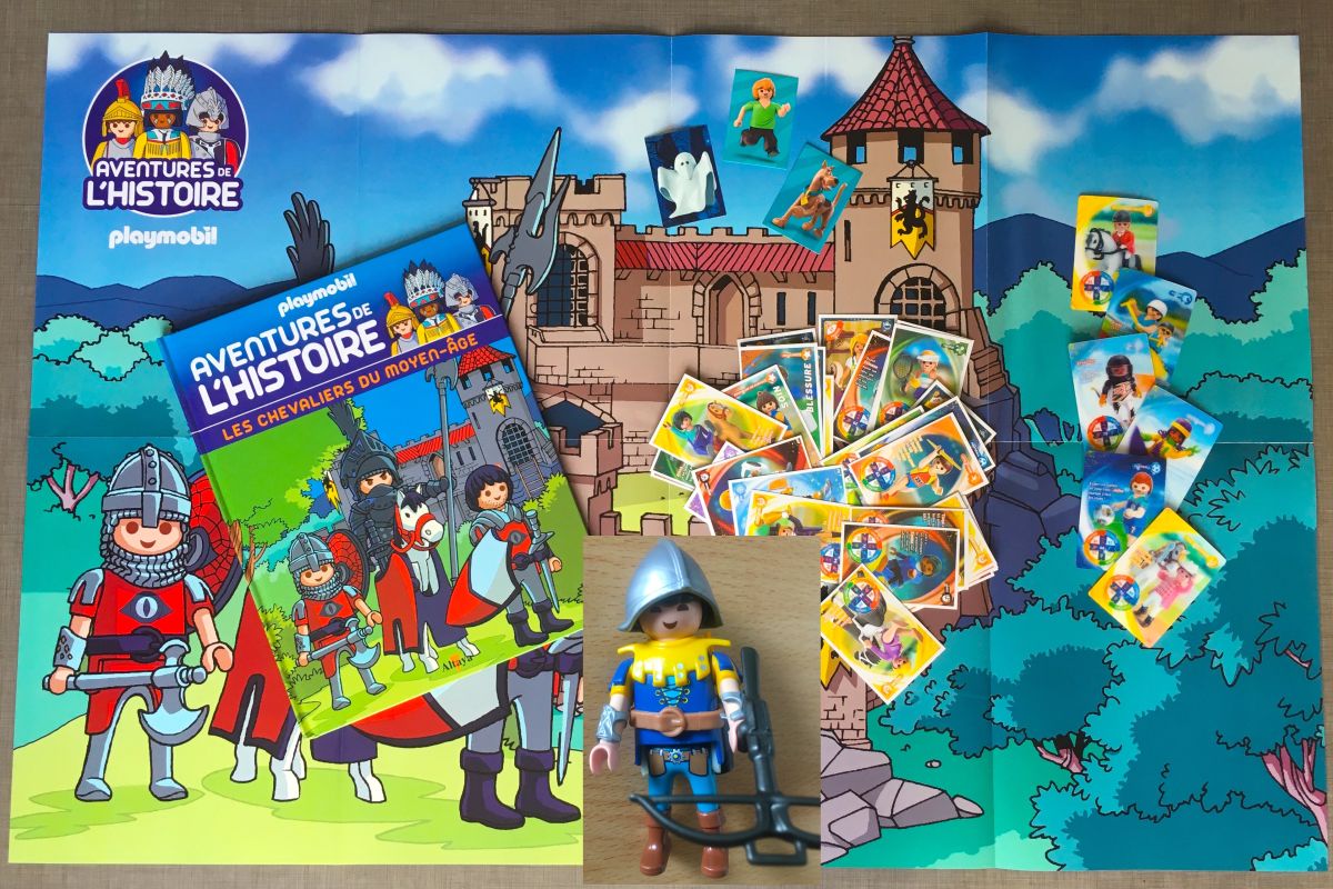 Lot Playmobil – Figurine, livre, cartes, poster