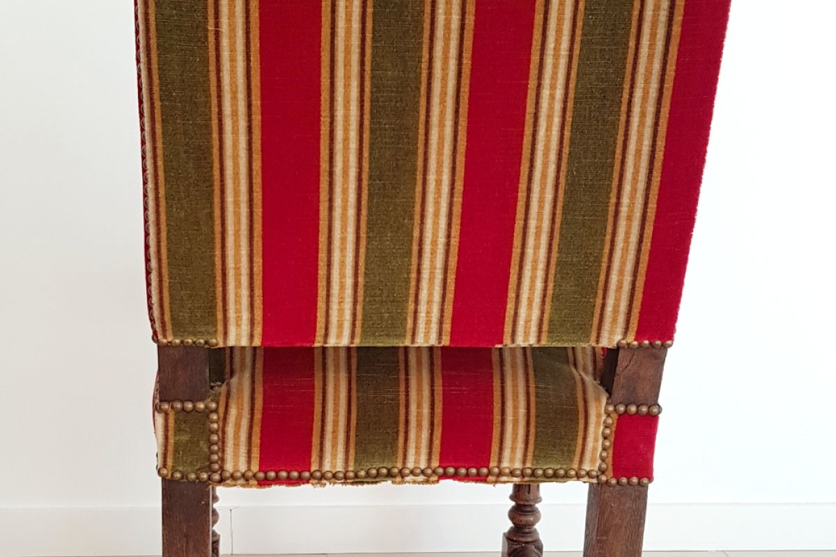 Photo 3 Chaise - Style Louis XIII - Velours et Chêne massif - Ancien