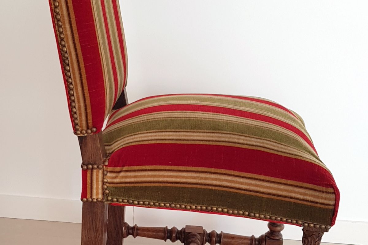 Photo 2 Chaise - Style Louis XIII - Velours et Chêne massif - Ancien