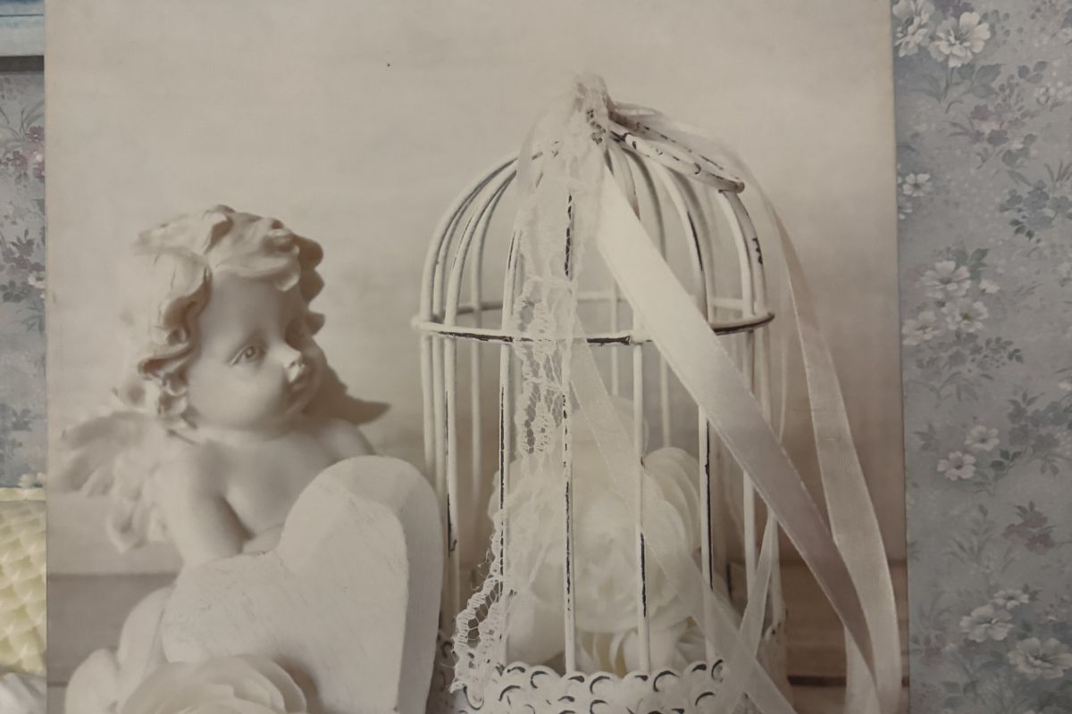 Tableau en toile ange avec coeur