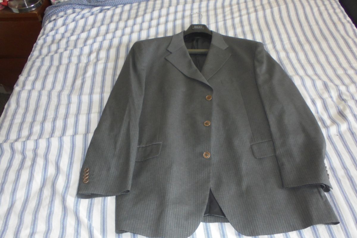 Photo 2   Veste de costume grise à rayures taille 60 Cerruti  neuve