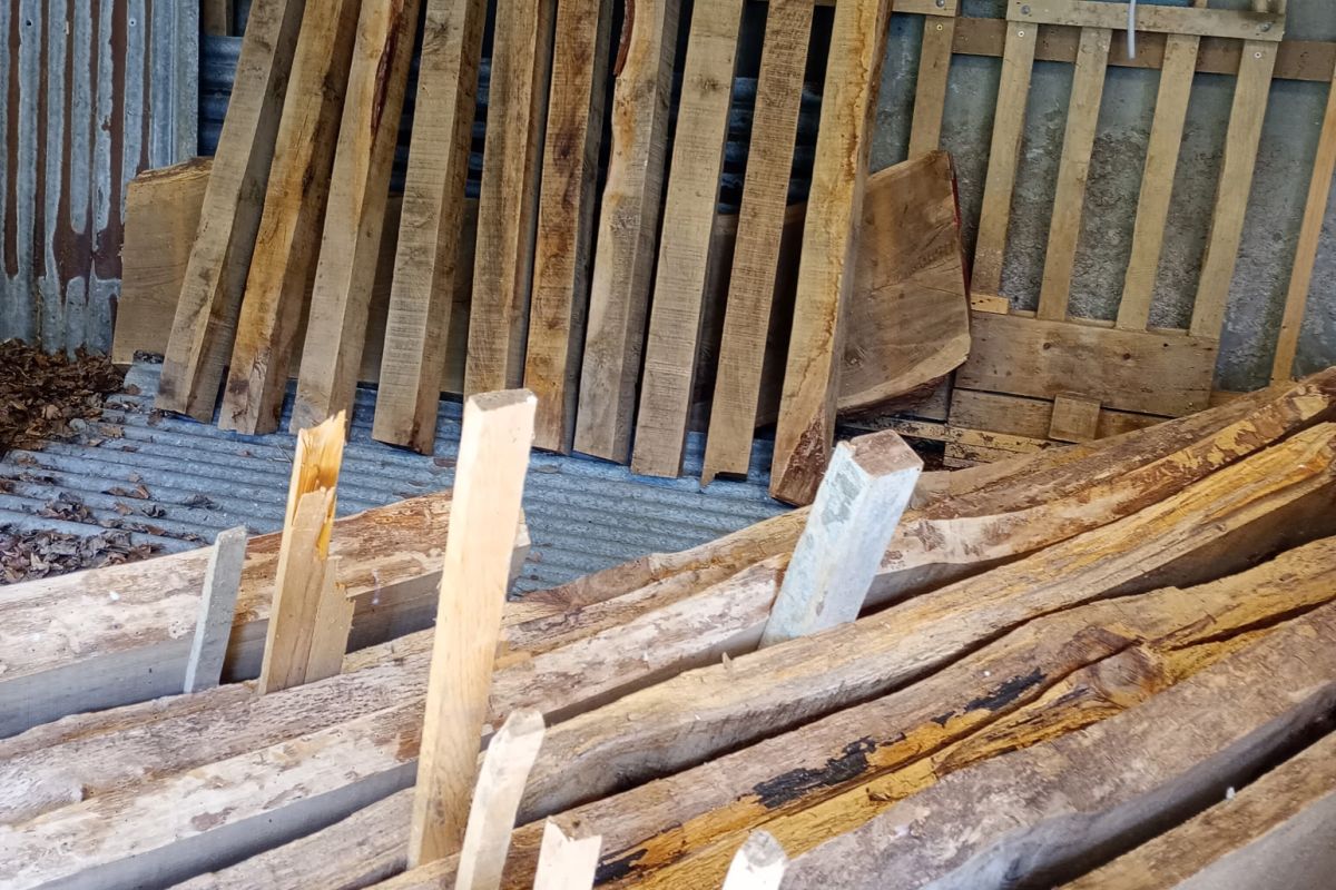 Lot de plateaux et poteaux de chêne