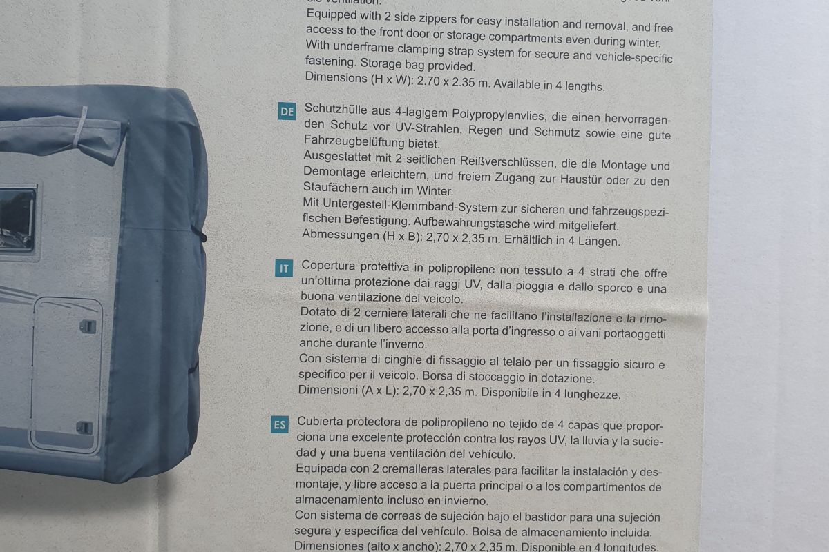 Photo 3 Housse de protection extérieure intégrale pour hivernage camping-car