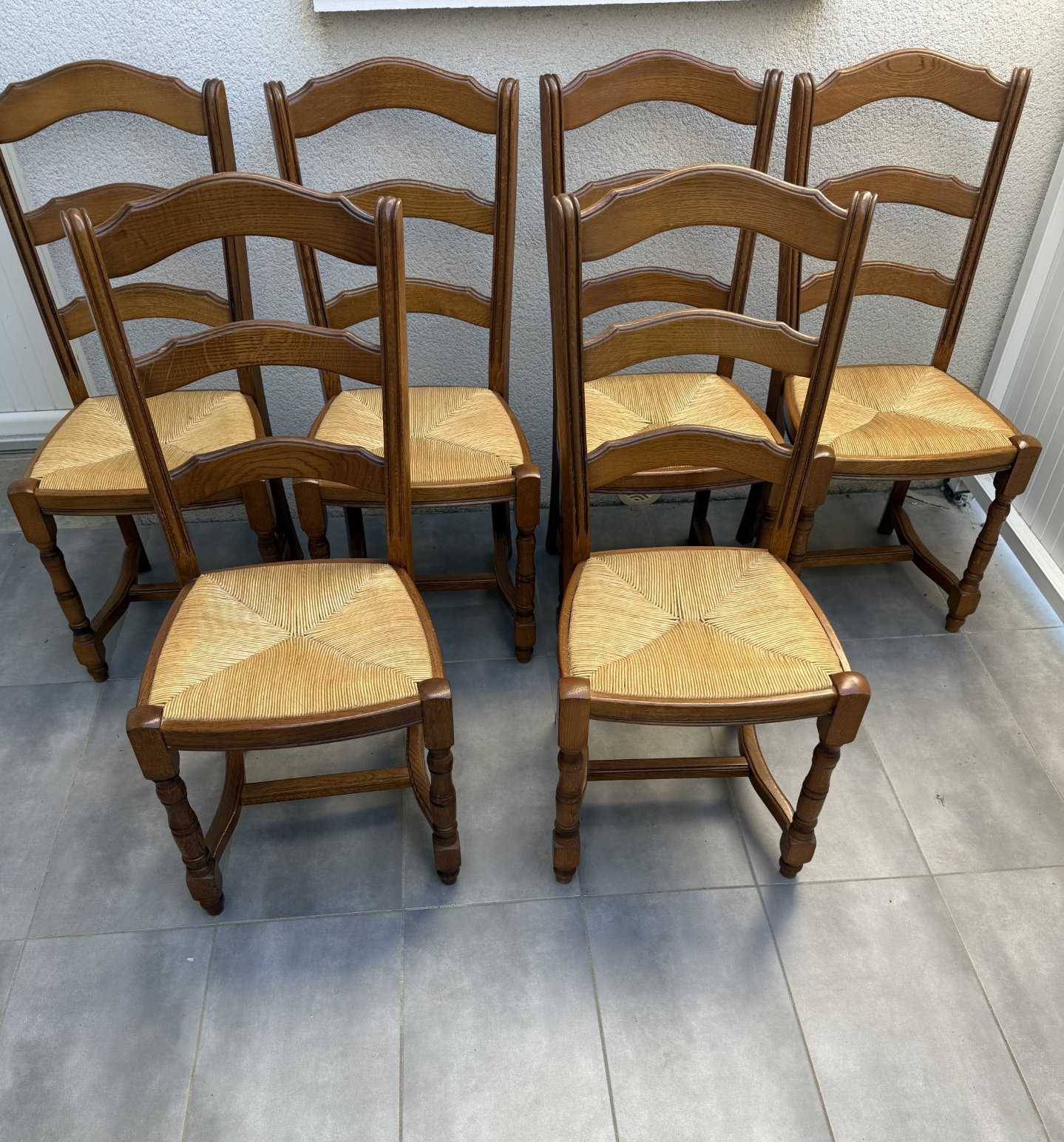 Lot de 6 chaises paillées