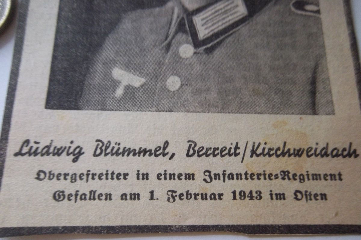 Photo 2 ludwig blümmel soldat Allemand coupure décès 1943