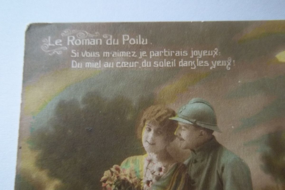 Photo 2 Carte postale ancienne "Le Roman du Poilu" écrite en 1918