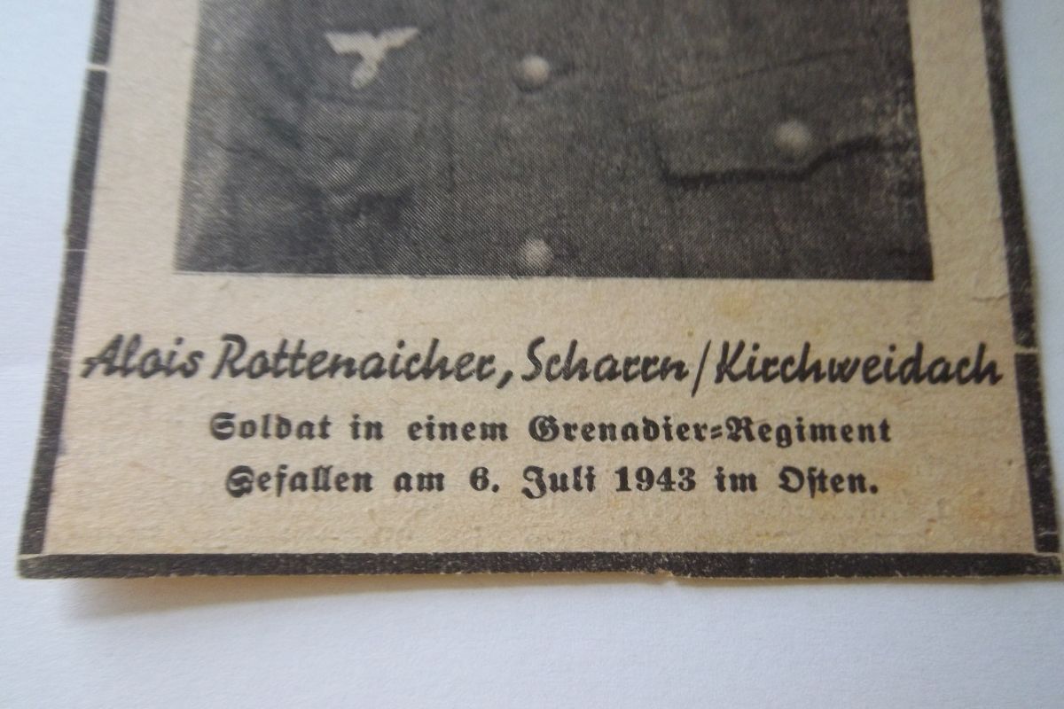 Photo 2 coupure journal décès grenadier Allemand 1943 document militaire 