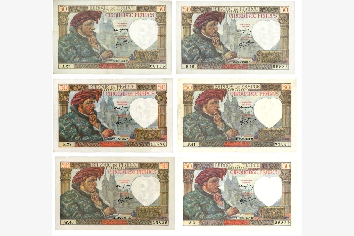Photo 1 F 19 50 f jacques coeur 6 billets RARE