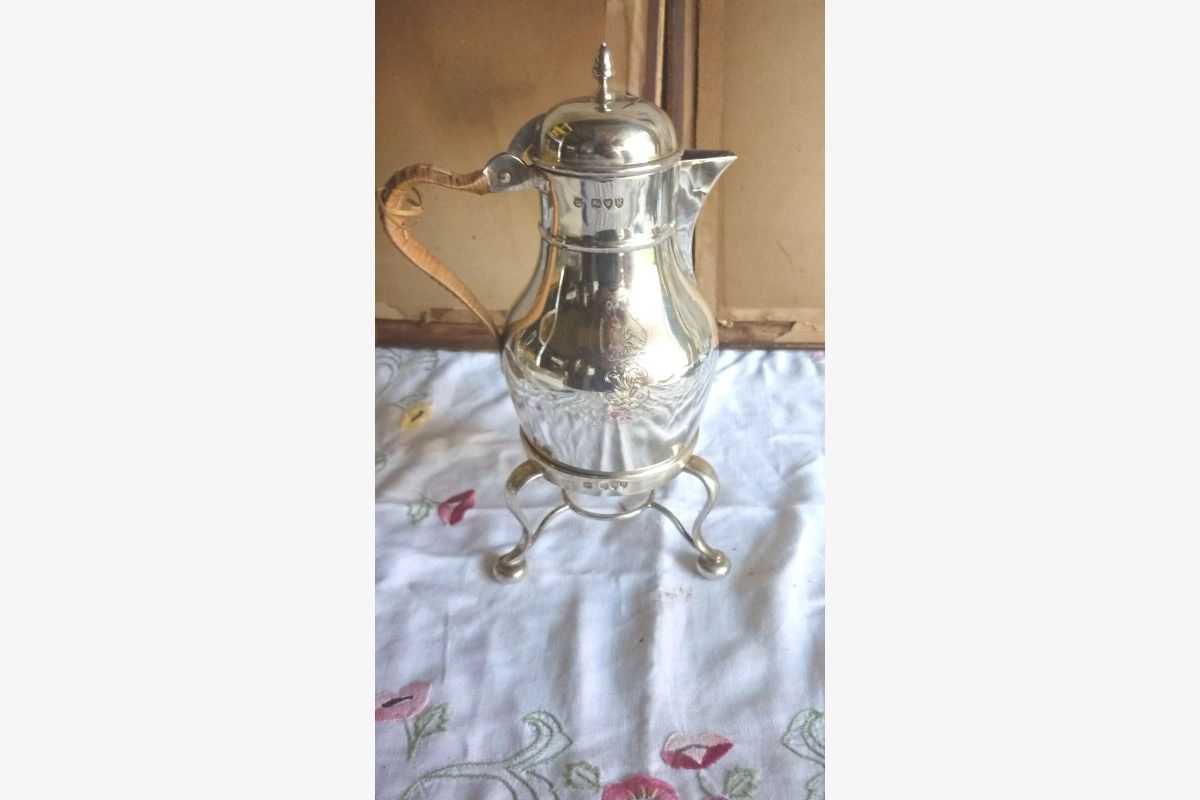 Photo 1 Rare cafetière égoïste en argent massif poinçon anglais silver XIXem