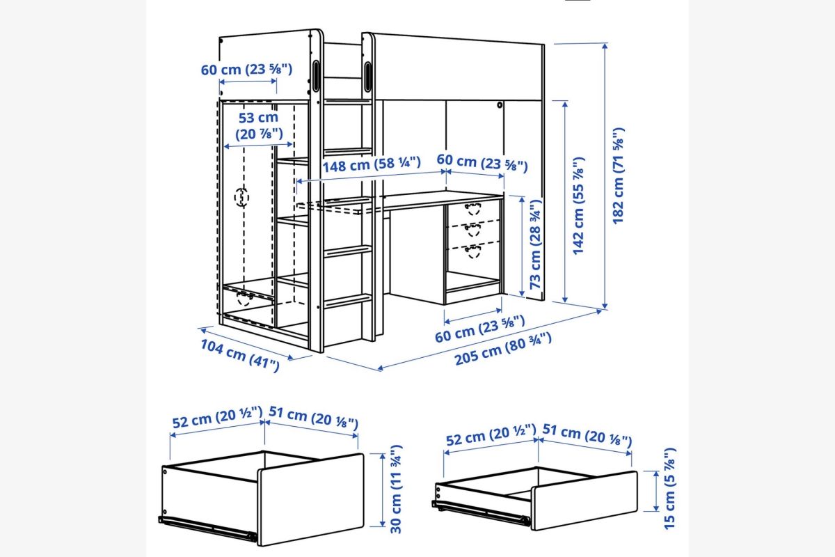 Photo 1 Lit mezzanine avec bureau et penderie