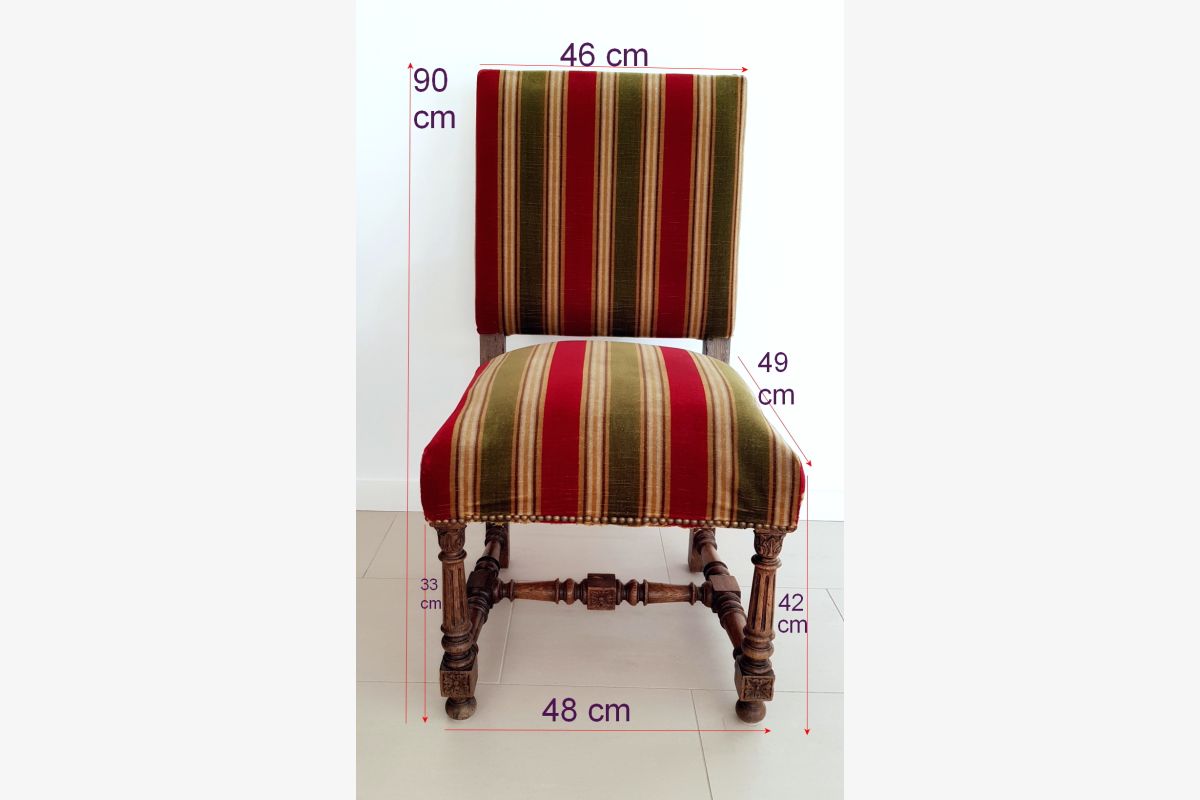 Photo 1 Chaise - Style Louis XIII - Velours et Chêne massif - Ancien