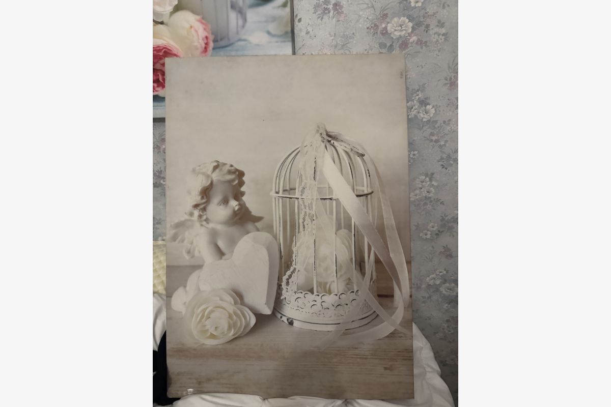 Photo 1 Tableau en toile ange avec coeur