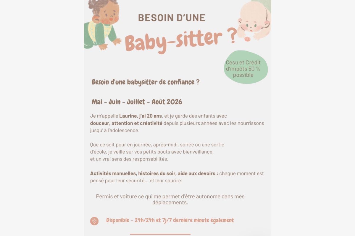 Photo 1 Garde d’enfants / Baby-sitting