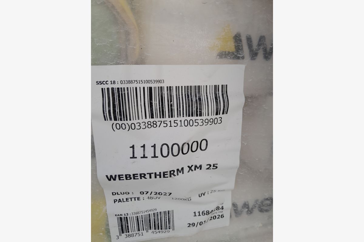 1 palette de 1200 Kg ( 48 sac de 25 Kg) WEBERTHERM XM 25KG - 30252012_cf2294d13ca4c4e997919d0c830903ef.jpg