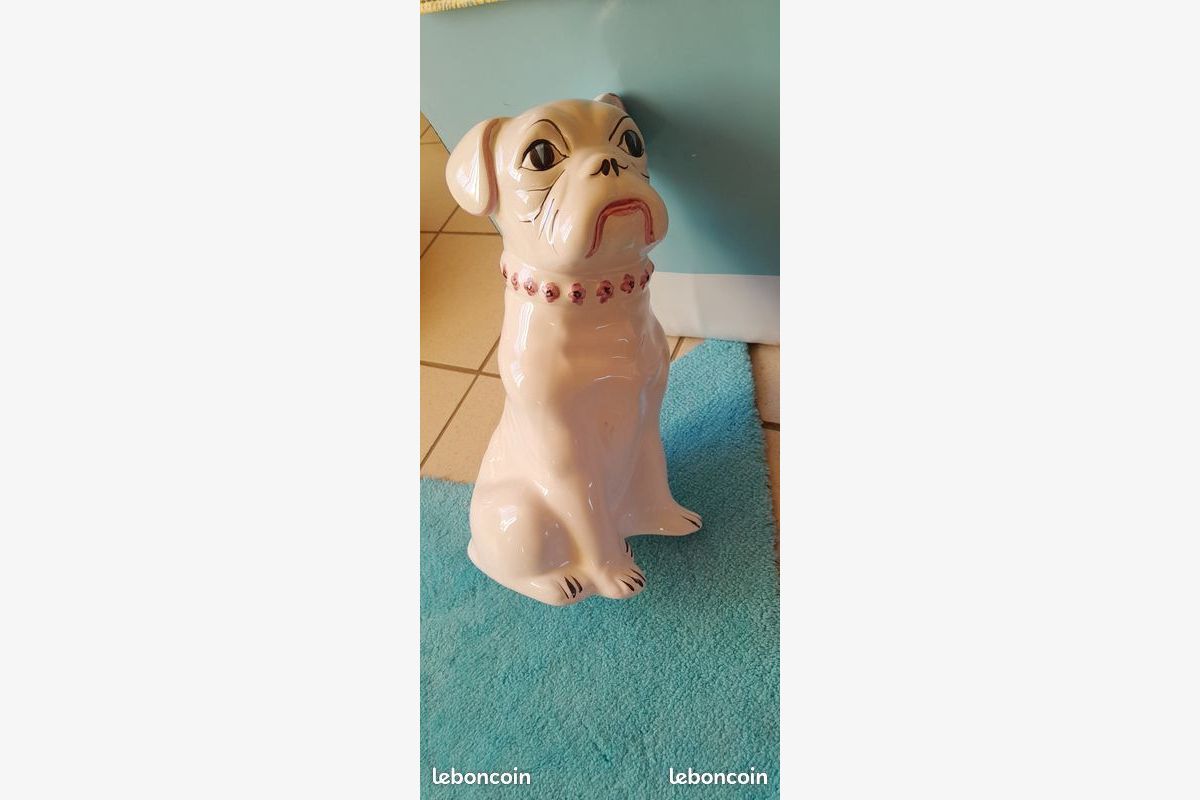 Statue Bouledogue Français Céramique Blanc Collier Rose - 30252429_e85b2f5070b0fee576aeb89f28607c31.jpg
