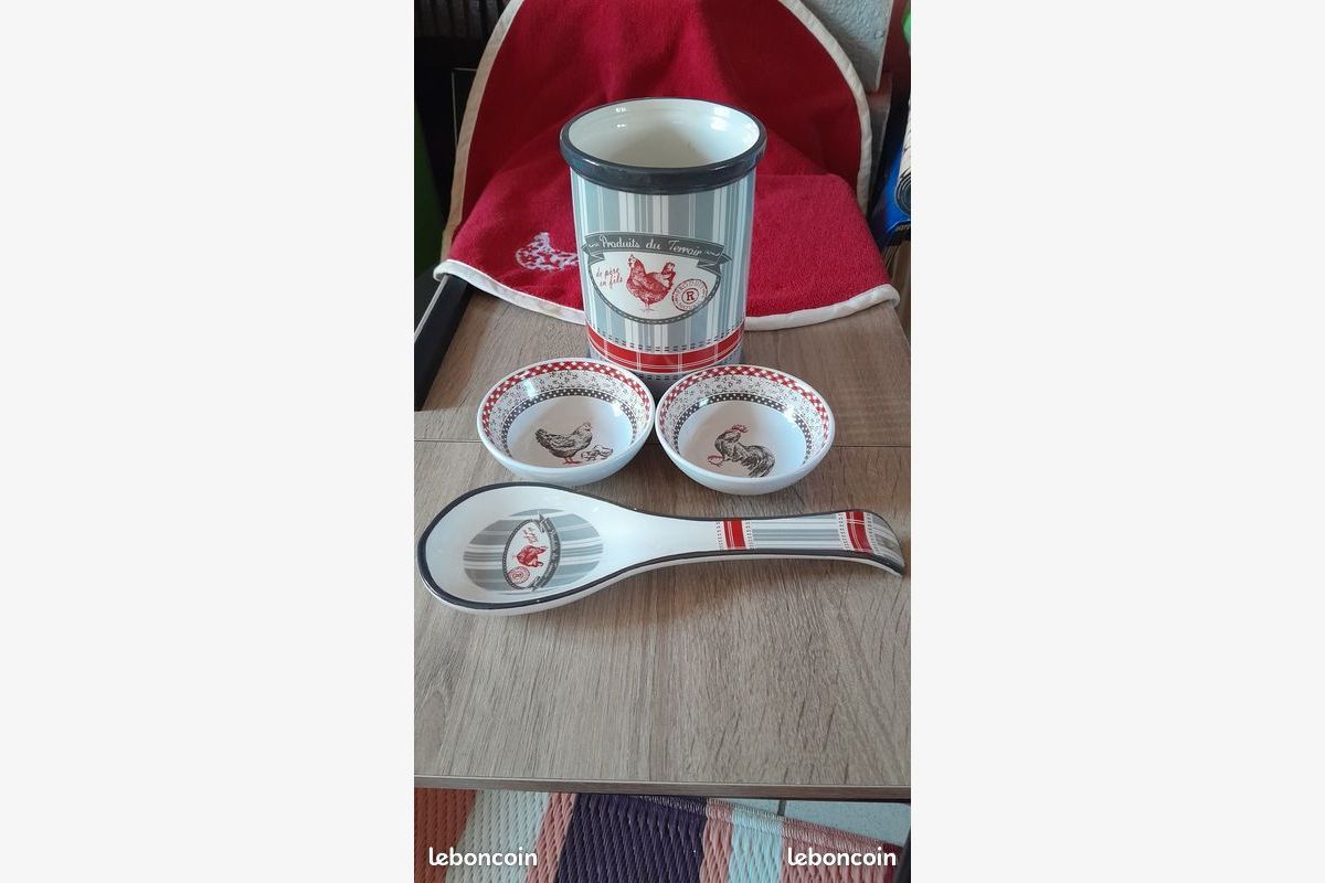 Photo 1 Pot / Repose Cuillère et 2 coupelles produits du terroir / Neuf