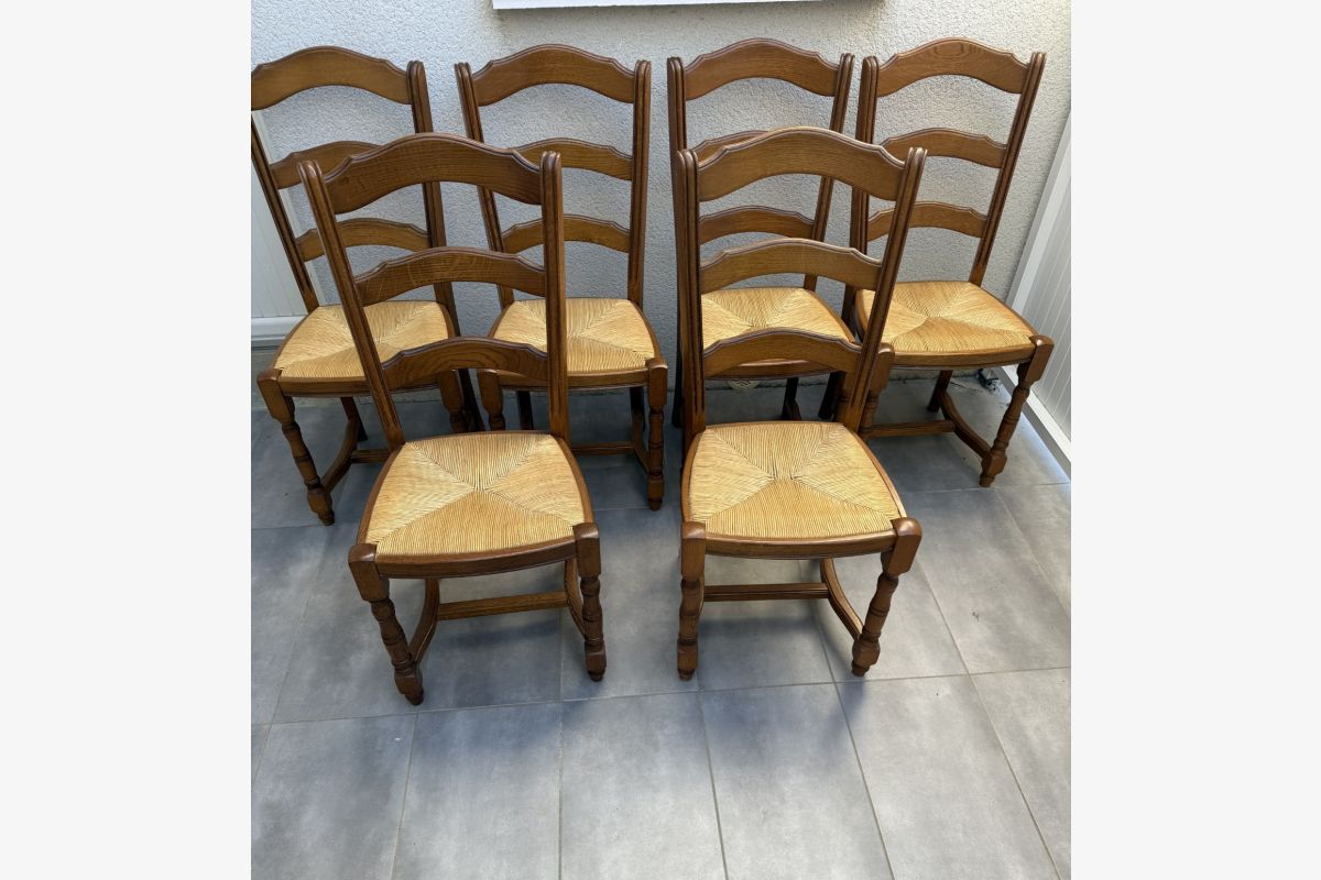 Photo 1 Lot de 6 chaises paillées