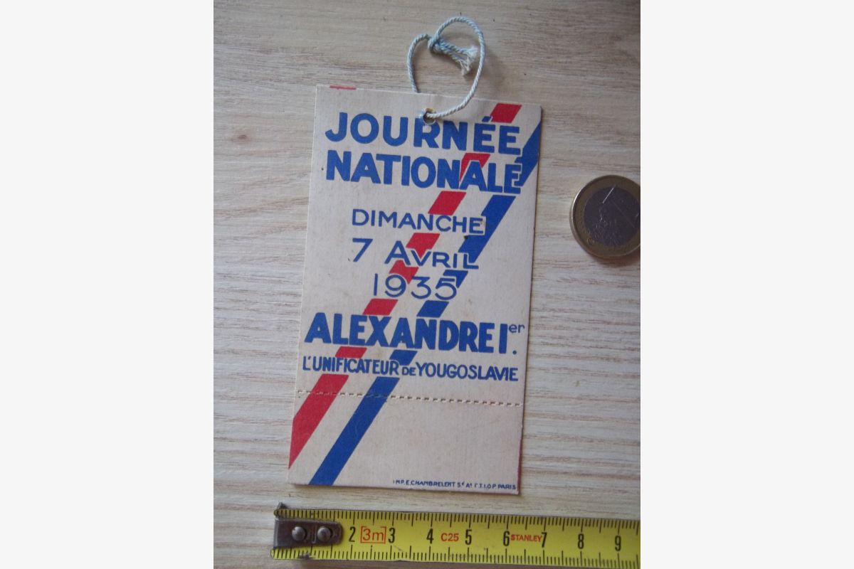 Photo 1 document pour la venue d'Alexandre 1° en 1935 assassiné en 1934 !!!