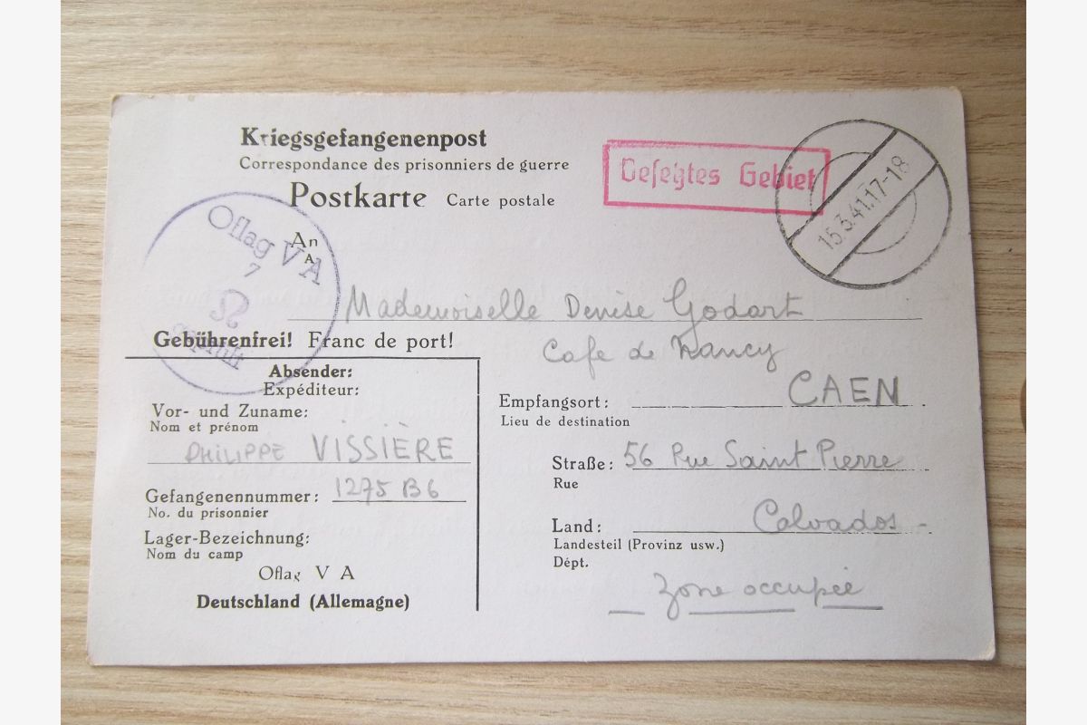 Photo 1 lettre oflag 1941 prisonnier guerre document militaire