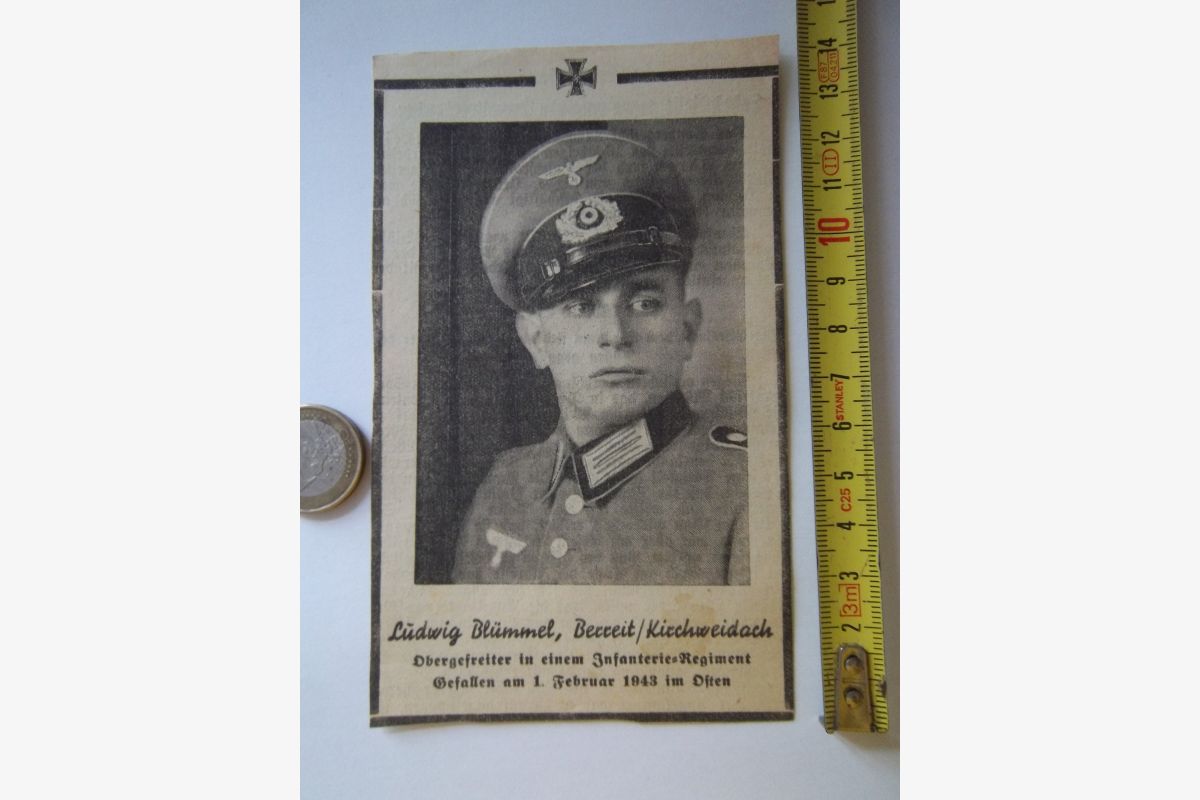 Photo 1 ludwig blümmel soldat Allemand coupure décès 1943