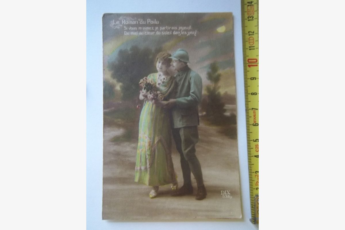 Photo 1 Carte postale ancienne "Le Roman du Poilu" écrite en 1918
