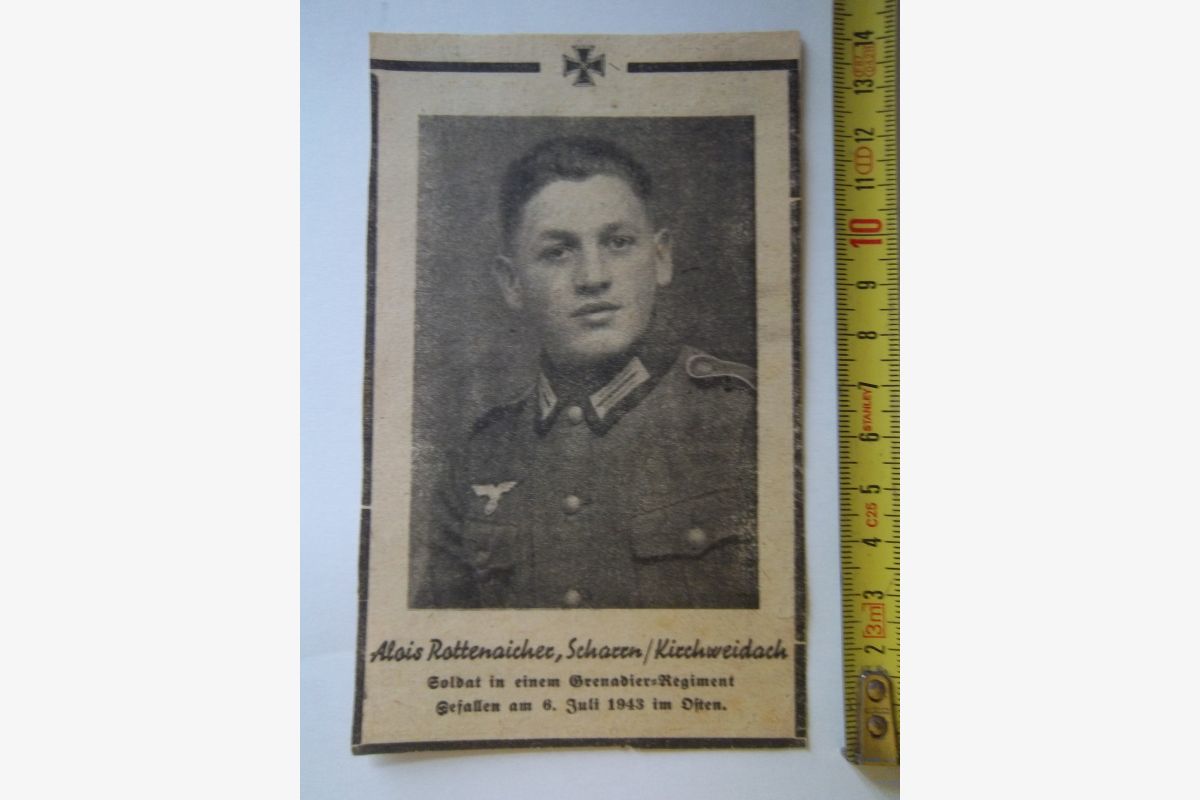 Photo 1 coupure journal décès grenadier Allemand 1943 document militaire 